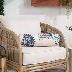 Kirklands Home Outdoor Cushions & Pillows|Navy and Beige Floral Outdoor Bolster Pillow Blue