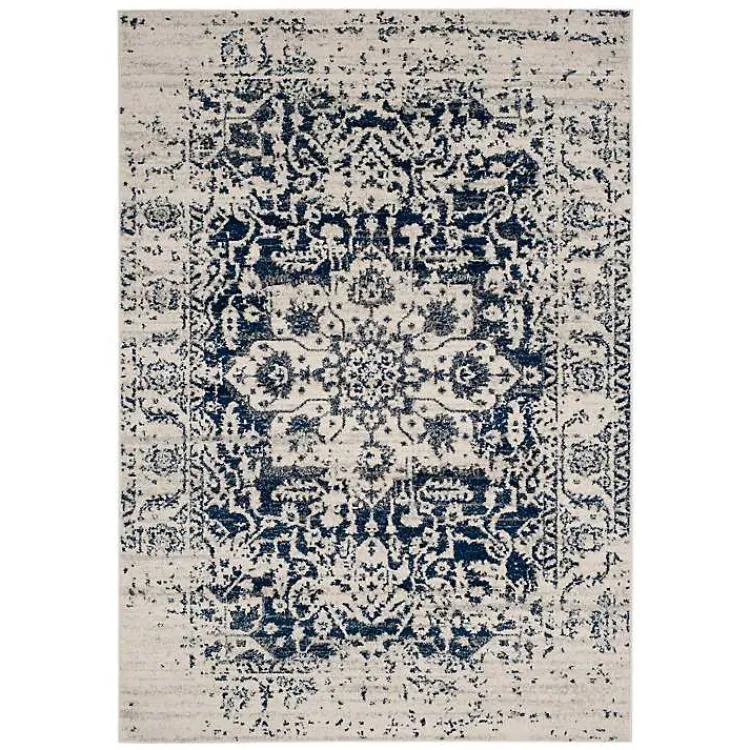 Kirklands Home Area Rugs|Navy and Cream Madison Distressed Area Rug, 6x9