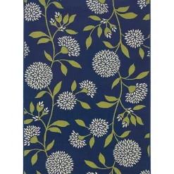 Kirklands Home Outdoor Rugs|Navy and Green Floral Vine Outdoor Area Rug, 3x5