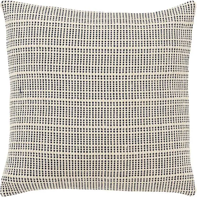 Outlet Navy and Natural Sea Striped Pillow Pillows