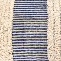 Outlet Navy and Natural Tufted Stripes Lumbar Pillow Pillows