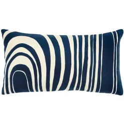Navy and Natural Wave Lumbar Pillow Pillows