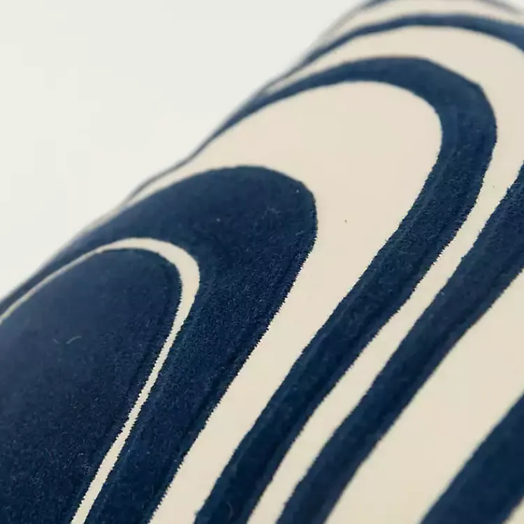Navy and Natural Wave Lumbar Pillow Pillows