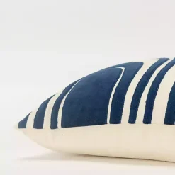Navy and Natural Wave Lumbar Pillow Pillows