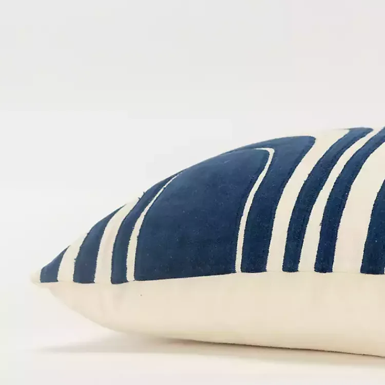 Navy and Natural Wave Lumbar Pillow Pillows