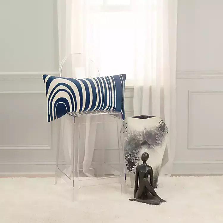 Navy and Natural Wave Lumbar Pillow Pillows