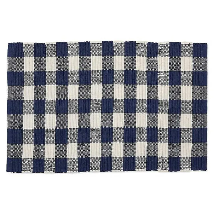 Kirklands Home Accent Rugs|Navy and White Buffalo Check Accent Rug Blue