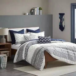 Kirklands Home Duvets|Navy and White 3-pc. California King Duvet Set