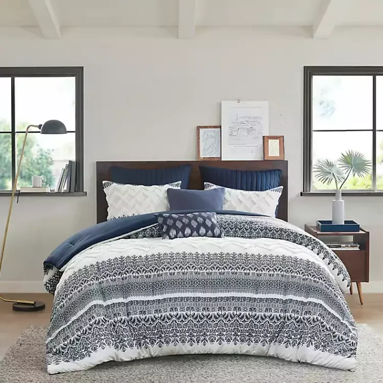 Kirklands Home Comforters|Navy and White 3-pc. Full/Queen Comforter Set