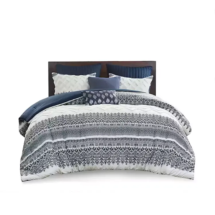 Kirklands Home Comforters|Navy and White 3-pc. Full/Queen Comforter Set