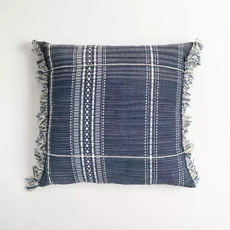 Hot Navy and White Plaid Reversible Throw Pillow Pillows