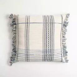 Hot Navy and White Plaid Reversible Throw Pillow Pillows