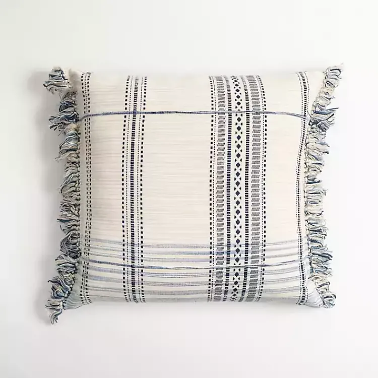 Hot Navy and White Plaid Reversible Throw Pillow Pillows
