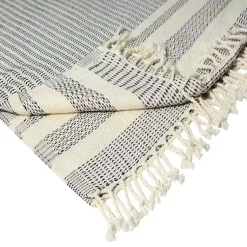 Hot Navy and White Stripes Cotton Throw Blankets & Throws