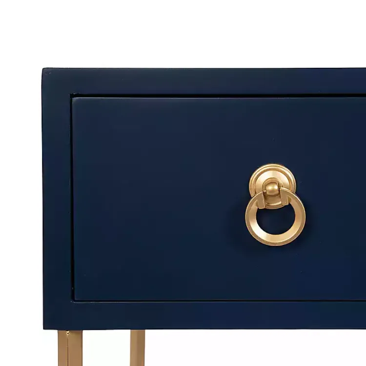 Kirklands Home Accent & End Tables|Navy and Gold Glam Accent Table Blue