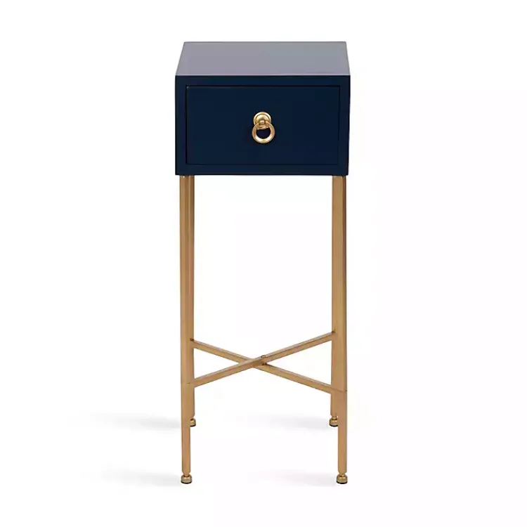 Kirklands Home Accent & End Tables|Navy and Gold Glam Accent Table Blue