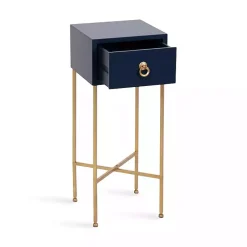 Kirklands Home Accent & End Tables|Navy and Gold Glam Accent Table Blue