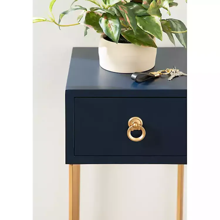 Kirklands Home Accent & End Tables|Navy and Gold Glam Accent Table Blue