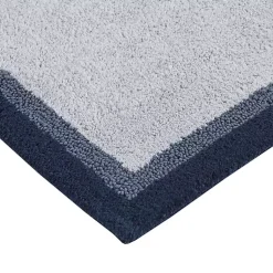 Kirklands Home Bathroom Rugs|Navy Border Cotton Bath Mat, 20x30 Blue
