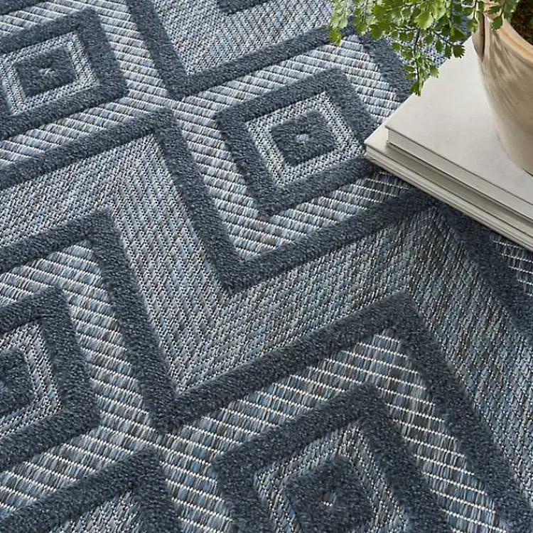 Kirklands Home Outdoor Rugs|Navy Diamond Indoor/Outdoor Area Rug, 4x6 Blue