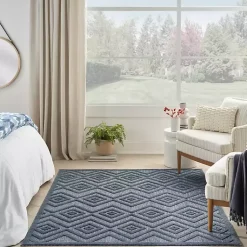 Kirklands Home Outdoor Rugs|Navy Diamond Indoor/Outdoor Area Rug, 4x6 Blue