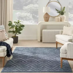 Kirklands Home Outdoor Rugs|Navy Diamond Indoor/Outdoor Area Rug, 6x9 Blue