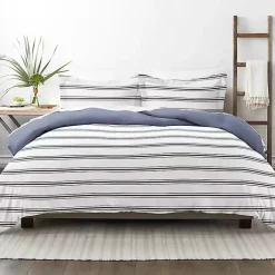 Kirklands Home Duvets|Navy Blue Echo Stripe 3-pc. King Duvet Cover Set