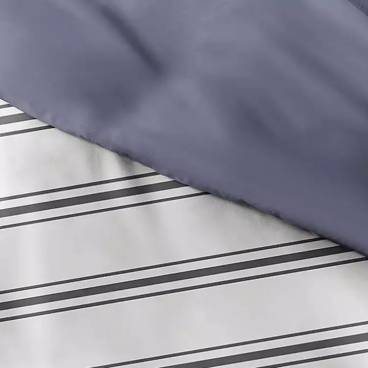 Kirklands Home Duvets|Navy Blue Echo Stripe 2-pc. Twin Duvet Cover Set
