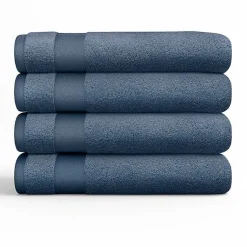 Kirklands Home Bath Towels|Navy Essential Cotton Bath Towels, Set of 4 Blue
