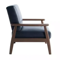 Kirklands Home Accent Chairs|Navy Faux Leather Ambon Accent Chair Blue