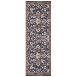 Kirklands Home Area Rugs|Navy Floral Runner Blue