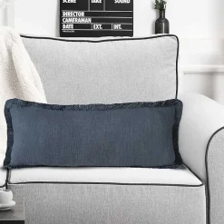 Best Navy Handwoven Appen Lumbar Pillow Pillows