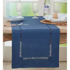 Kirklands Home Table Linens|Navy Hemstitch Table Runner Blue