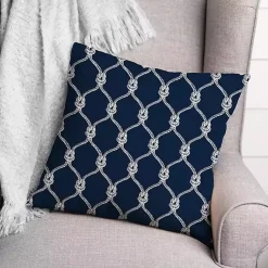 Kirklands Home Outdoor Cushions & Pillows|Navy Knots Indoor/Outdoor Pillow Blue