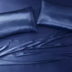 Kirklands Home Bed Sheets|Navy Satin 6-pc. Full Sheet Set Blue