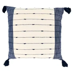 New Navy Blue Stripe Tassel Throw Pillow Pillows