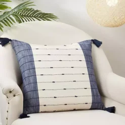 New Navy Blue Stripe Tassel Throw Pillow Pillows