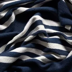 Kirklands Home Area Rugs|Navy Blue Striped Tassel Cotton Area Rug, 8x10