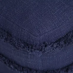 New Navy Tufted Stripe Cotton Square Pouf Poufs & Floor Cushions