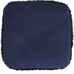 New Navy Tufted Stripe Cotton Square Pouf Poufs & Floor Cushions