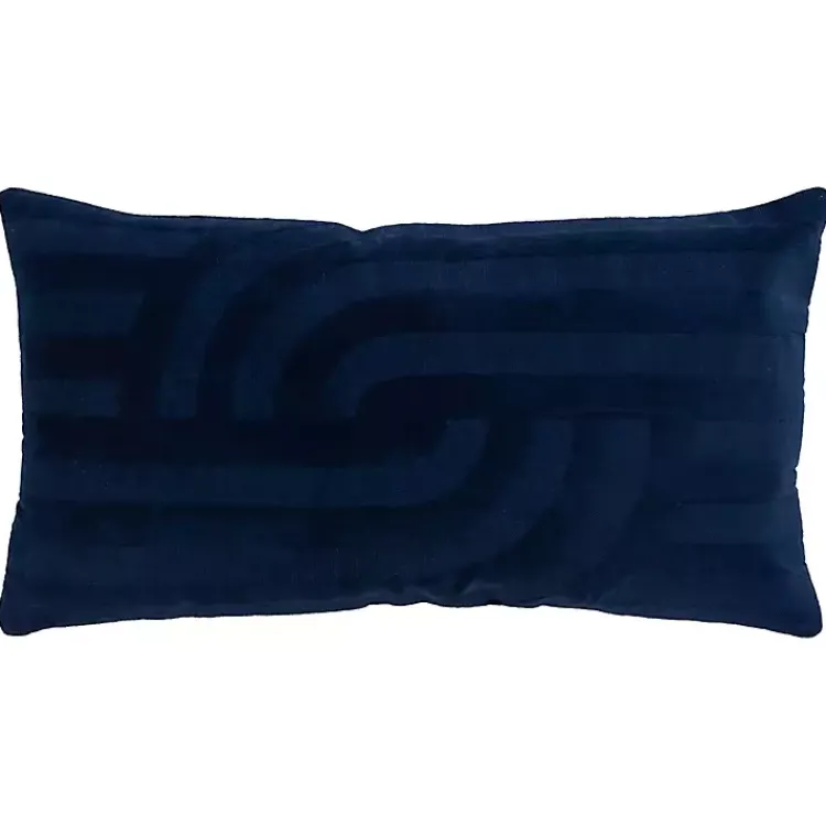 Best Navy Velvet Abstract Stripe Lumbar Pillow Pillows