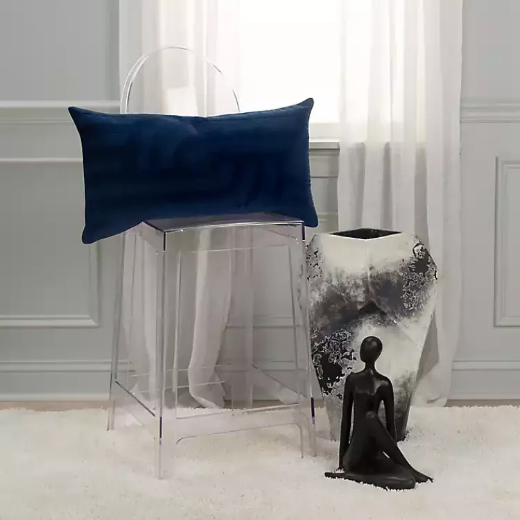 Best Navy Velvet Abstract Stripe Lumbar Pillow Pillows
