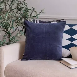 Navy Velvet Handmade Throw Pillow Pillows