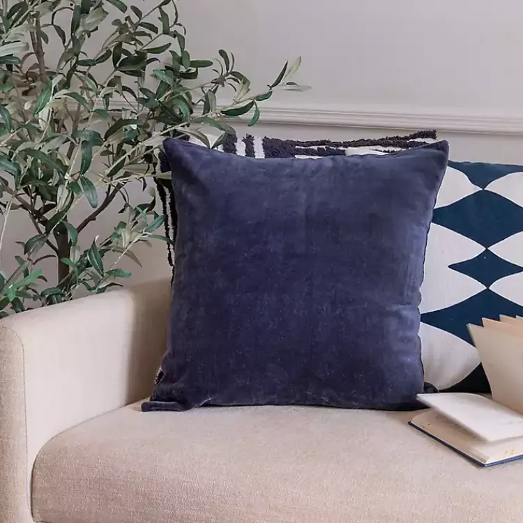 Navy Velvet Handmade Throw Pillow Pillows