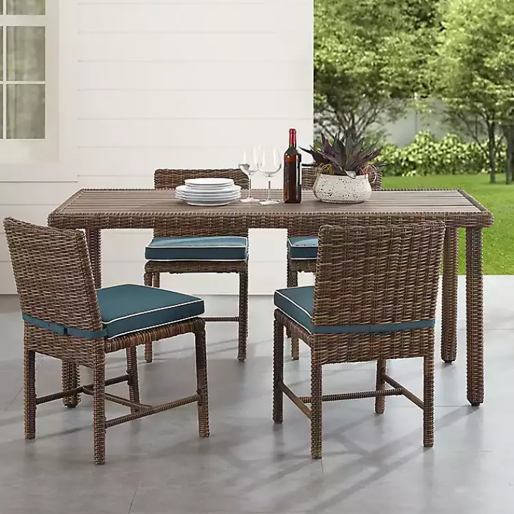 Kirklands Home Outdoor Dining|Navy Blue Wicker 5-pc. Outdoor Dining Set