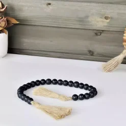 Navy Wood Bead Tassel Garland Decorative Accents