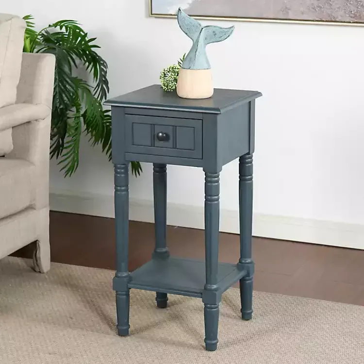 Kirklands Home Accent & End Tables|Navy Wood Square Hampton Accent Table Blue