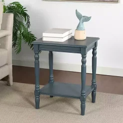Kirklands Home Accent & End Tables|Navy Wood Sybil Accent Table Blue