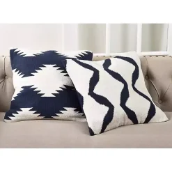 Navy Blue Wool Kilim Outdoor Pillow Pillows