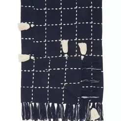 Online Navy Woven Checkered Throw Blankets & Throws